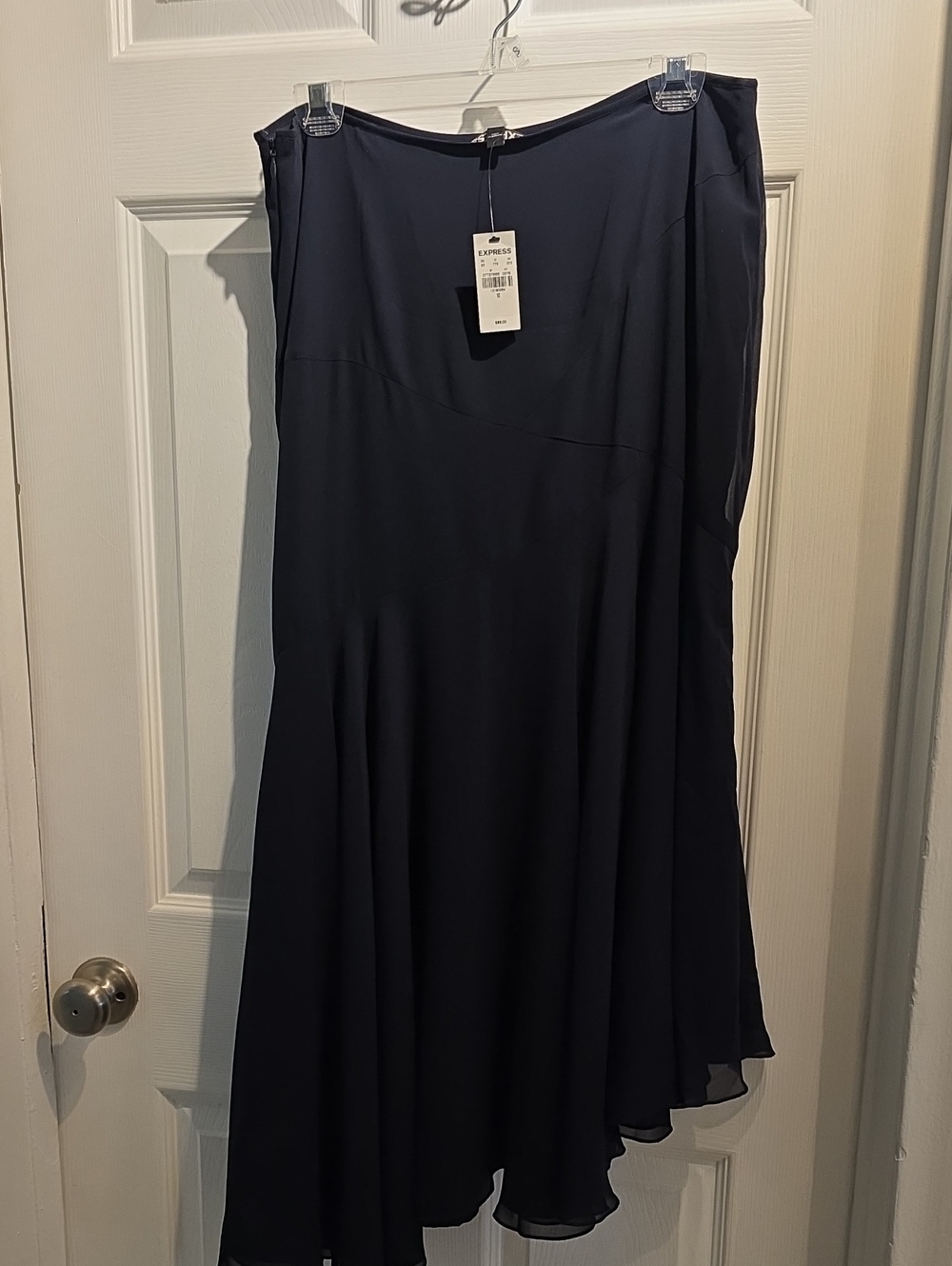 Express Navy Asymmetrical Midi Skirt with split